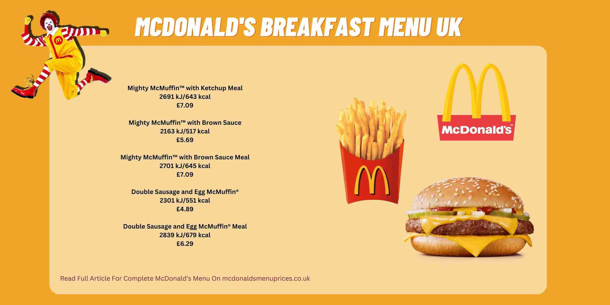 McDonald's Breakfast Menu Price UK Mcdonald's Menu UK with Prices